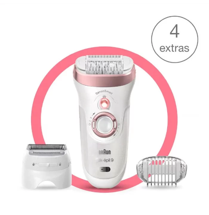 SES9-720 ماكينة ازالة الشعر براون سيلك ابيل 9 للنساء، للاستخدام الجاف والمبلل، ابيض SES9-720 - الصورة 2