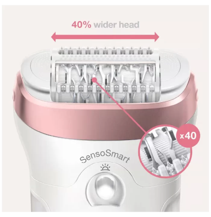 SES9-720 ماكينة ازالة الشعر براون سيلك ابيل 9 للنساء، للاستخدام الجاف والمبلل، ابيض SES9-720 - الصورة 3